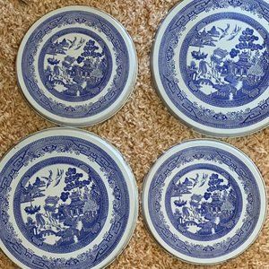 4 Blue Willow Stove Burner Covers